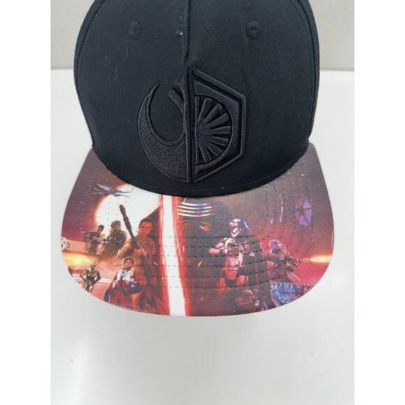 Star Wars Snapback Hat Black Embroidered Logo Printed Brim One Size Fits All - Picture 2 of 10